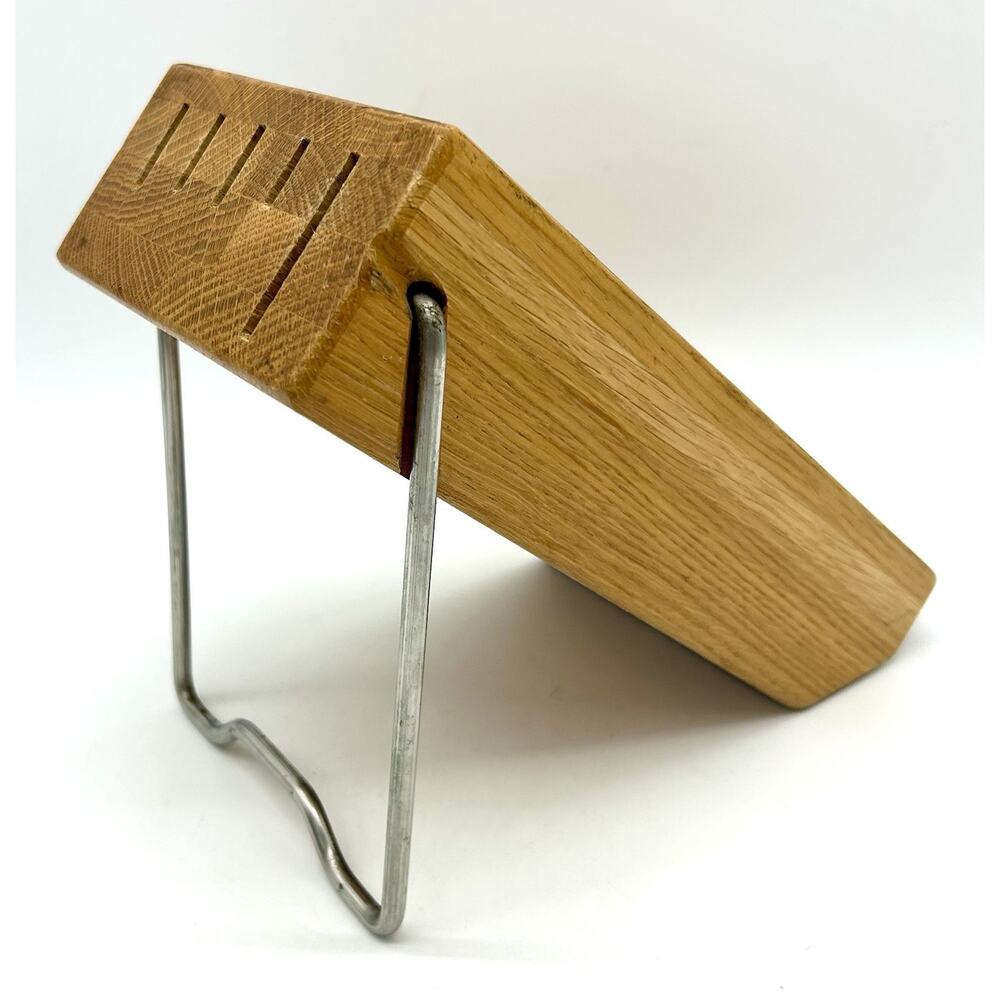Cutco 5 Slot Oak Wood Knife Block Storage Space Saver Stand Or Hanging GUC